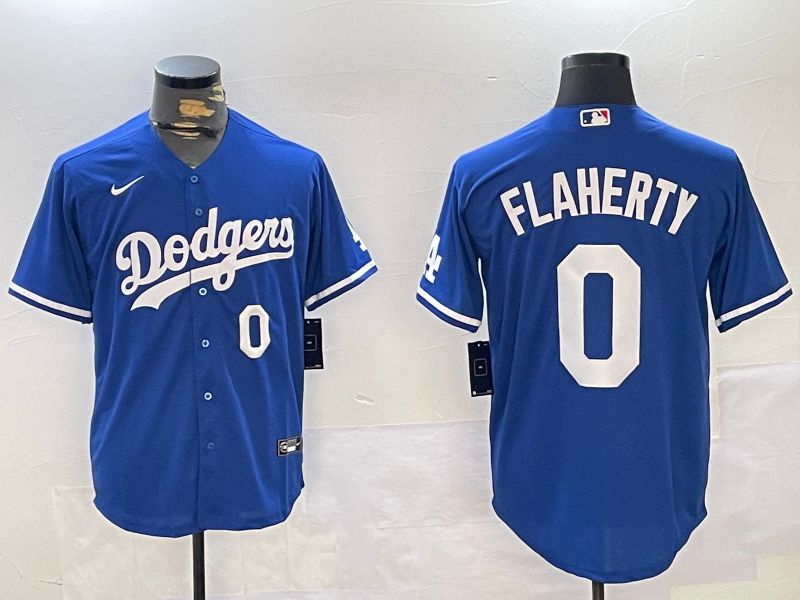 Men Los Angeles Dodgers #0 Flaherty Blue Game 2024 Nike MLB Jersey style 11202